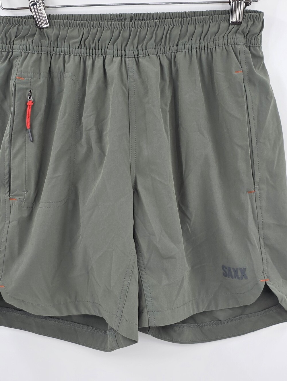 SAXX Gainmaker 2N1 Shorts Mens Medium Green Lined Drawstring Running AthleticI